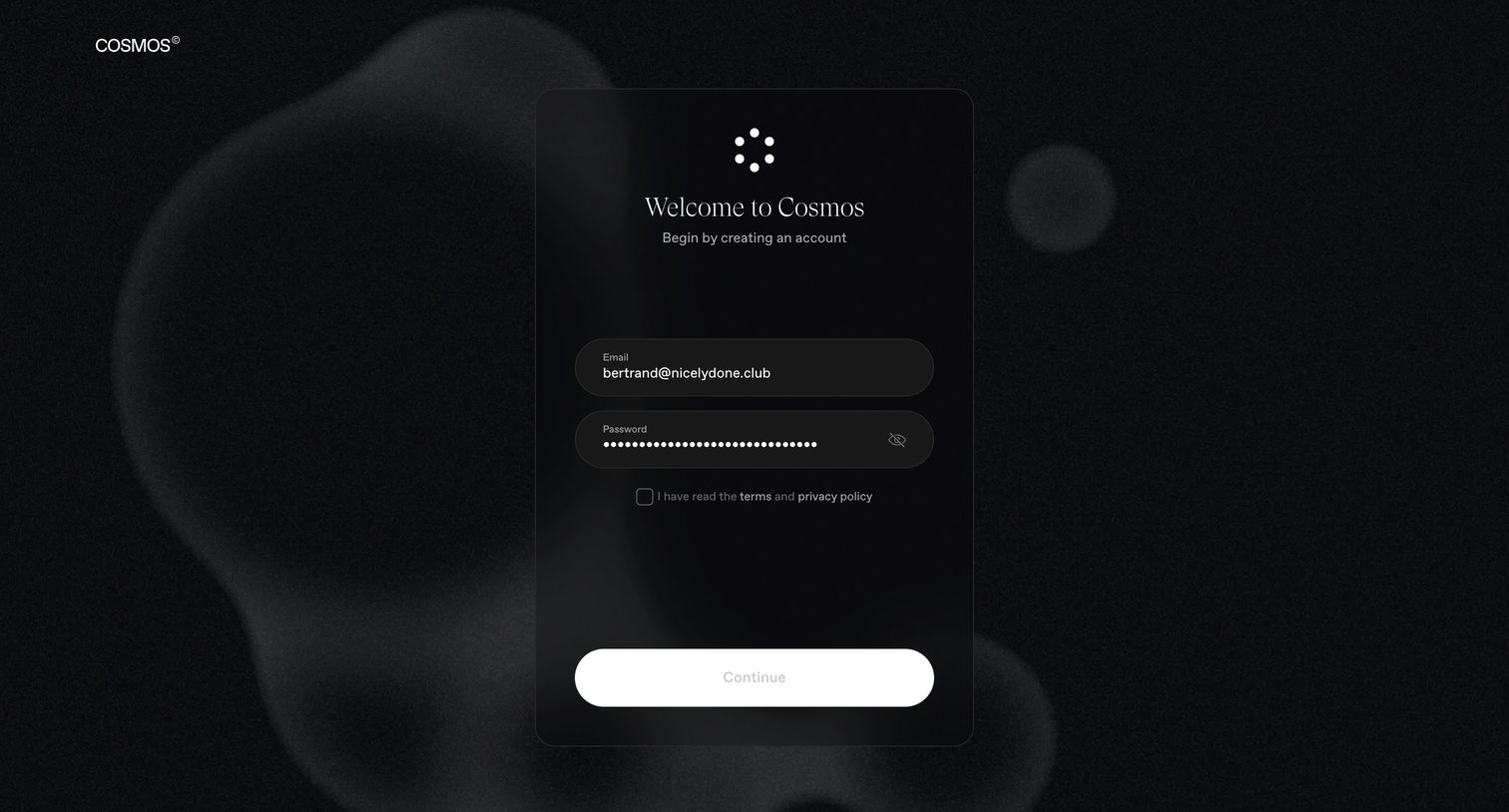 Cosmos - Cosmos - Onboarding screen