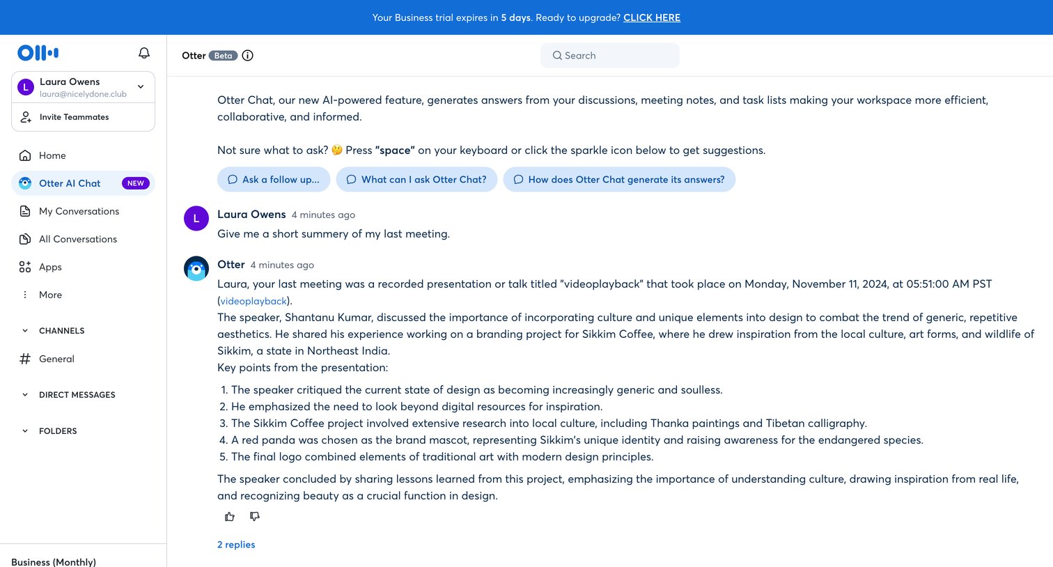 Otter - Otter Voice Meeting Notes - Otter.ai screen