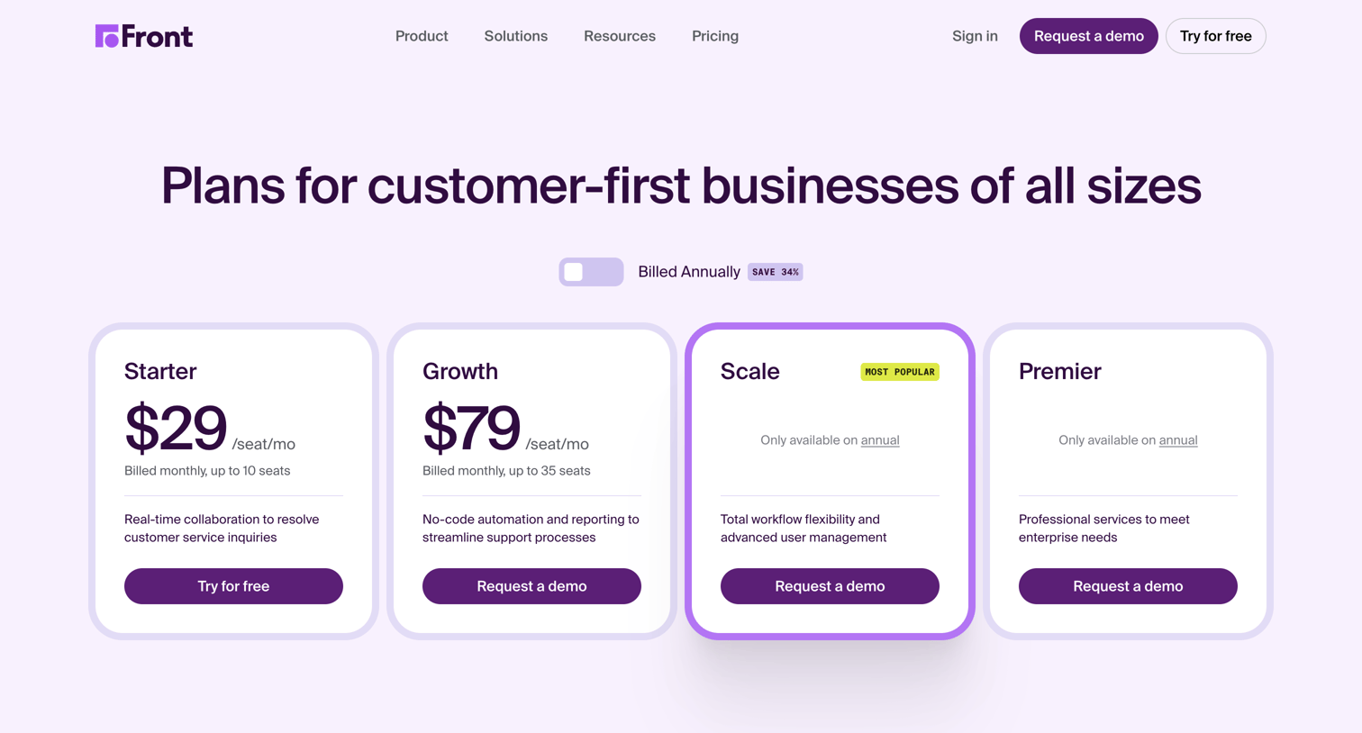 Front - Front Pricing and Plans | Front screen