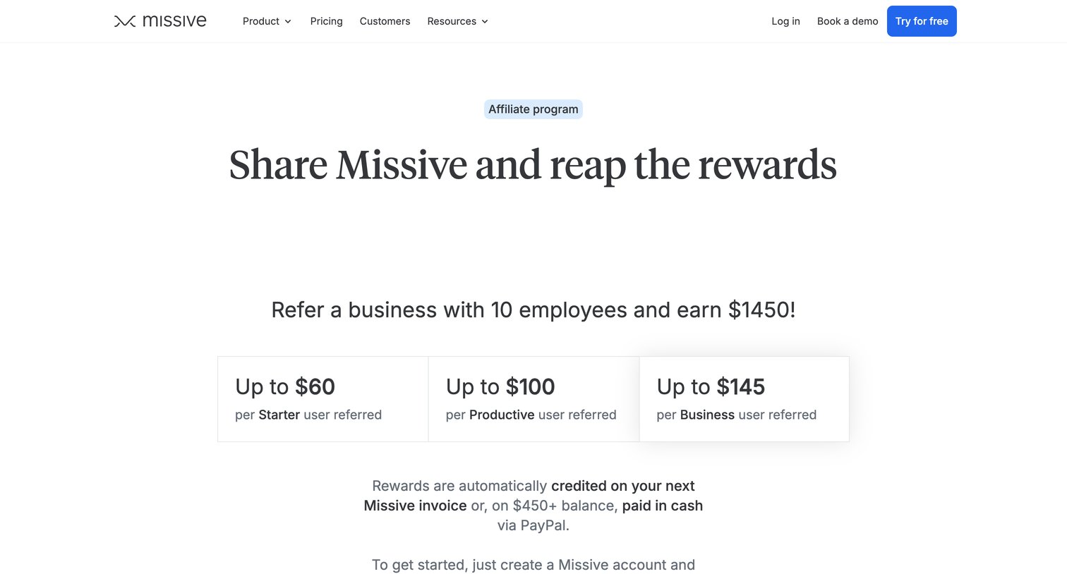 Missive - Affiliate Program · Missive screen