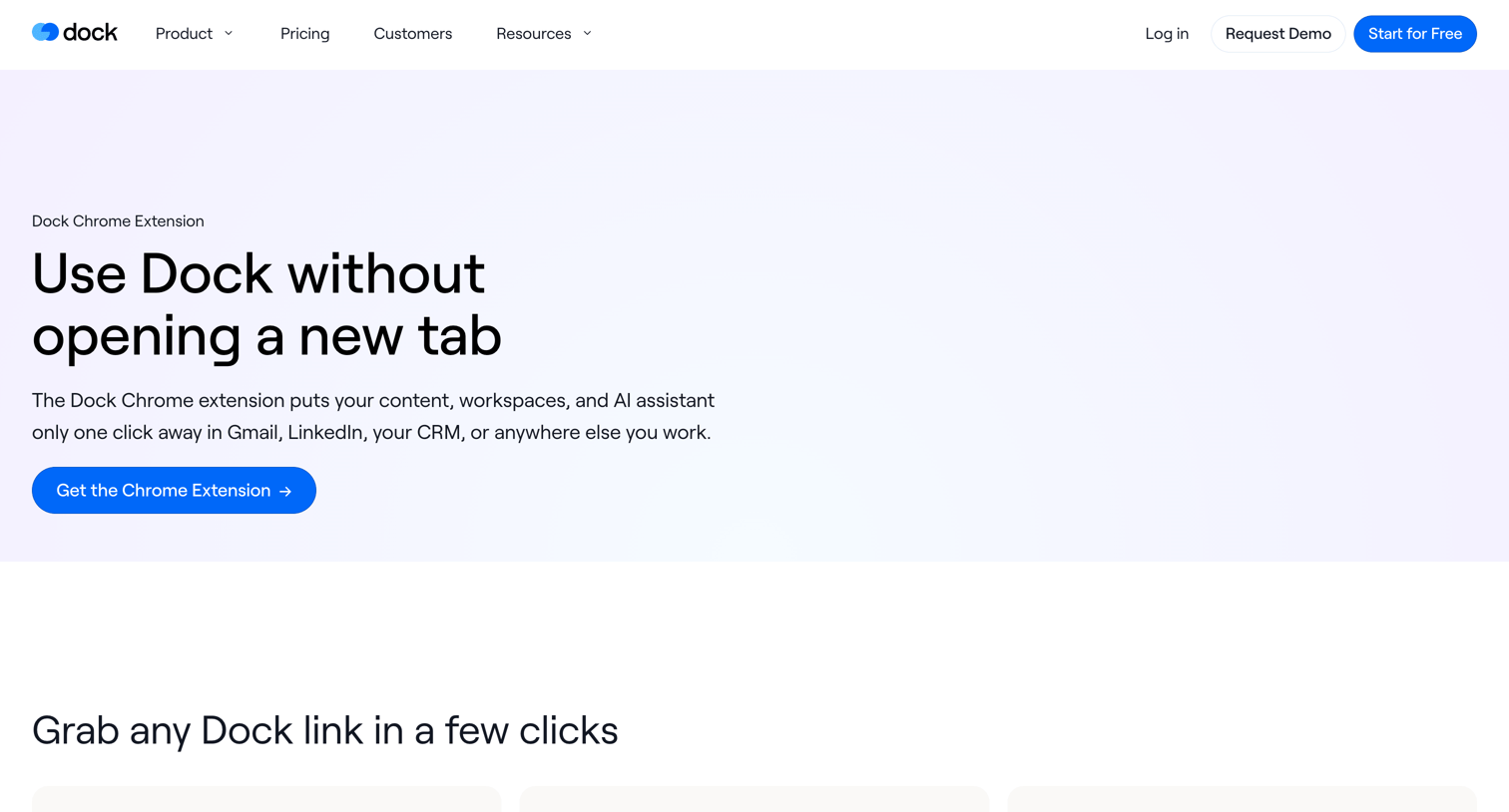 Dock - Dock Google Chrome Extension | Get the enablement assistant screen