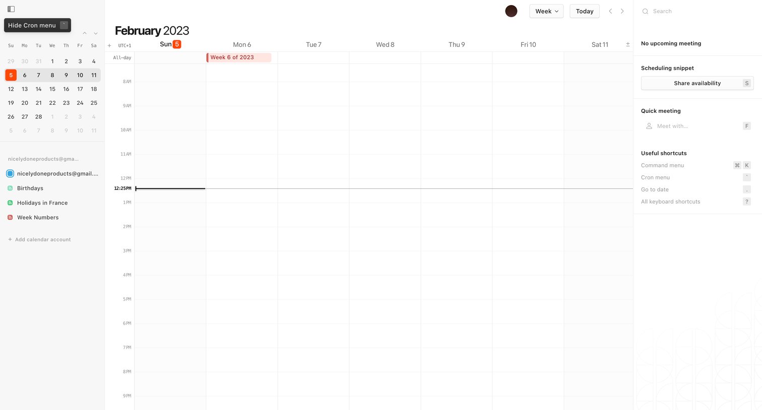Cron screen