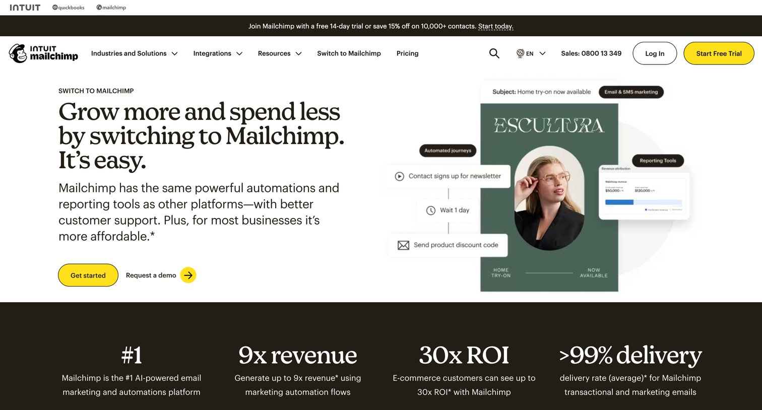 Mailchimp - Switch to Mailchimp - Get Powerful Marketing Tools Mailchimp screen