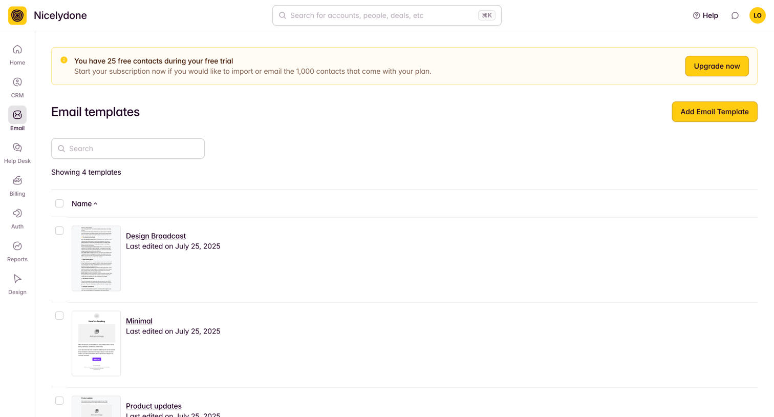 Outseta - Templates screen