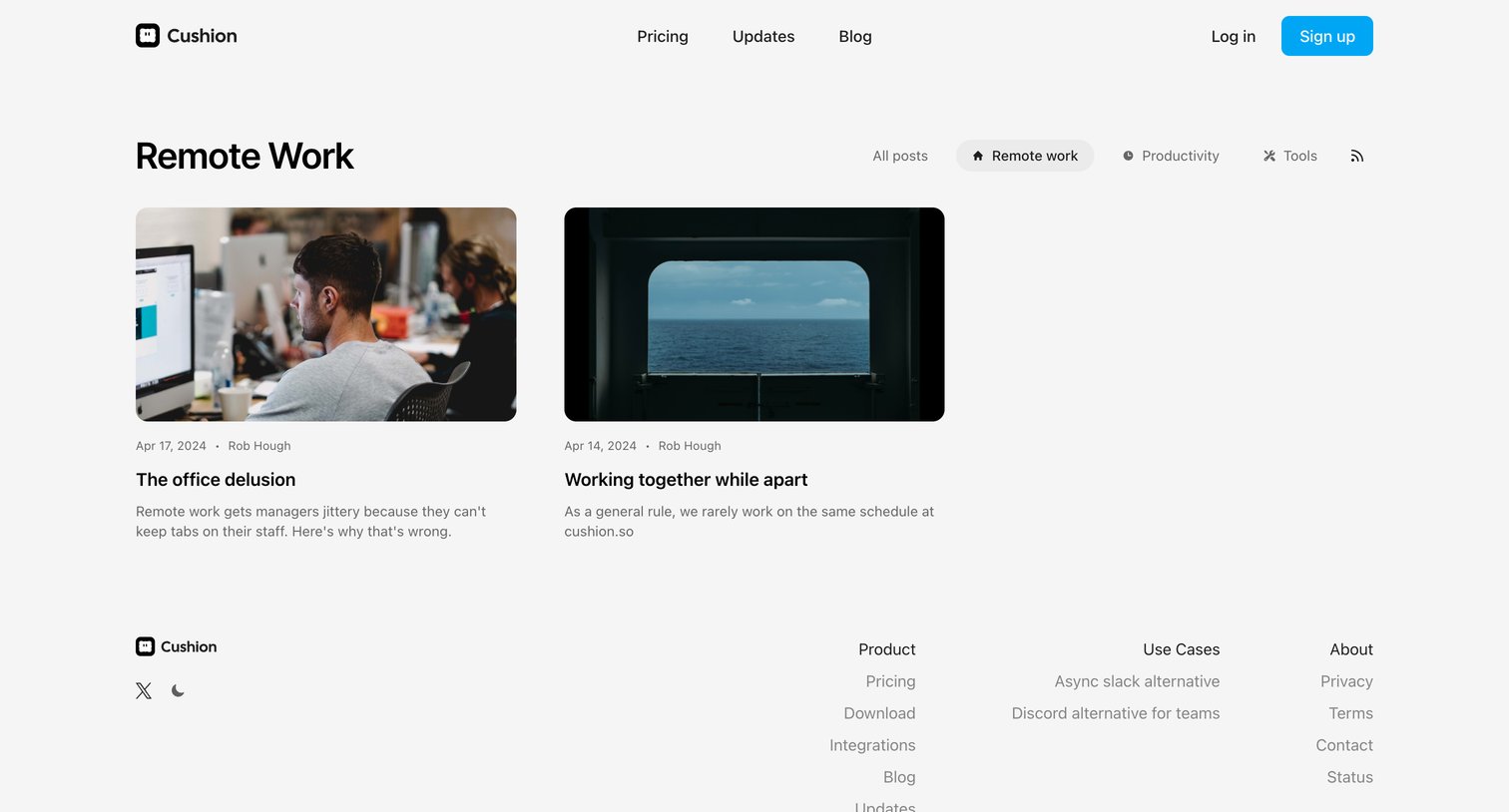 Cushion - Remote Work  Blog  Cushion screen