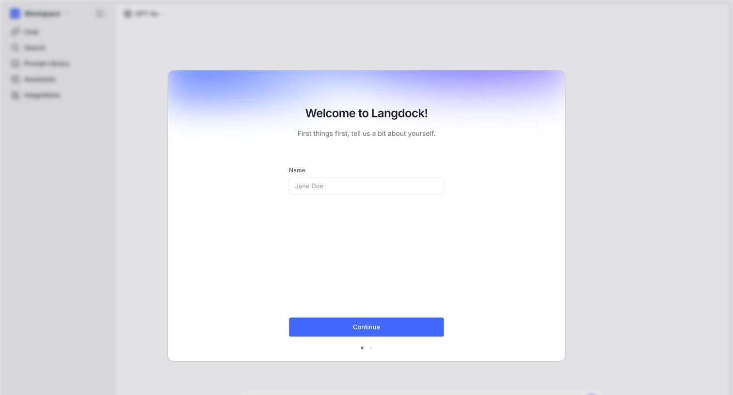 Langdock - Welcome to Langdock! screen