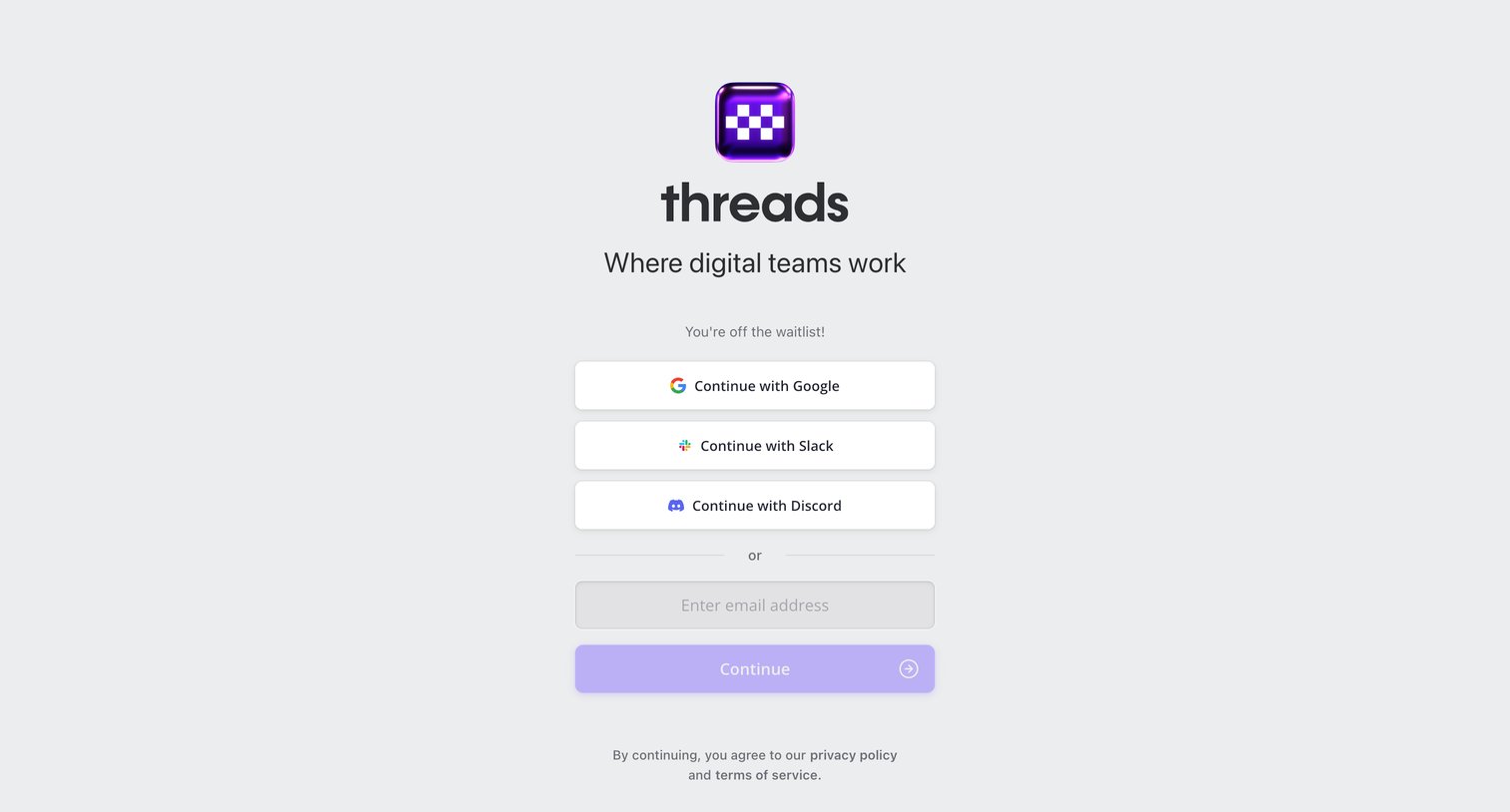 Threads screen