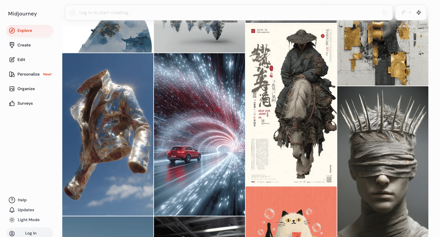 Midjourney - Explore screen