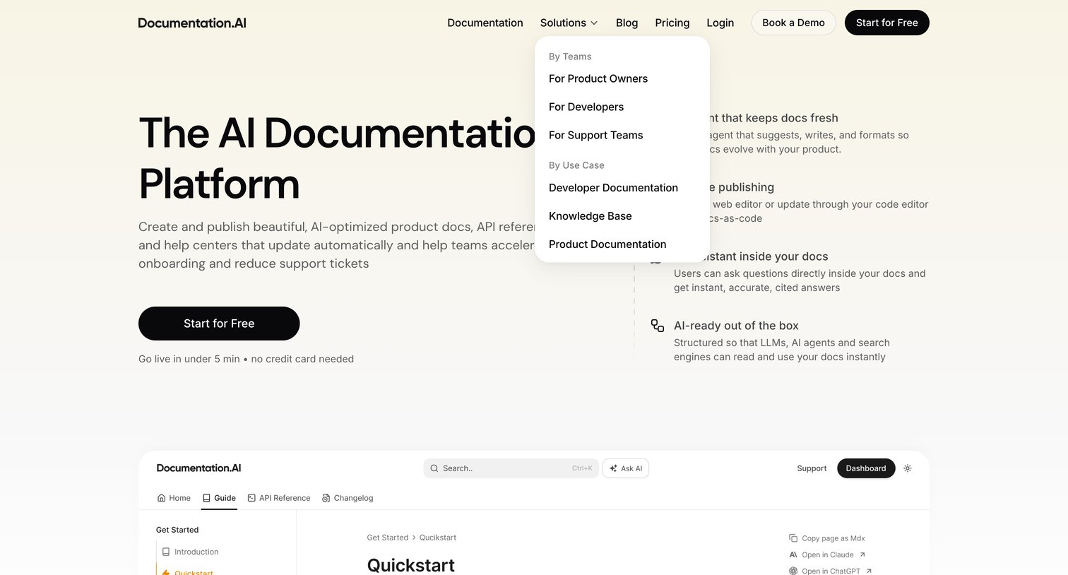 Documentation.AI - Documentation.AI – AI Documentation & Knowledge Base Software screen
