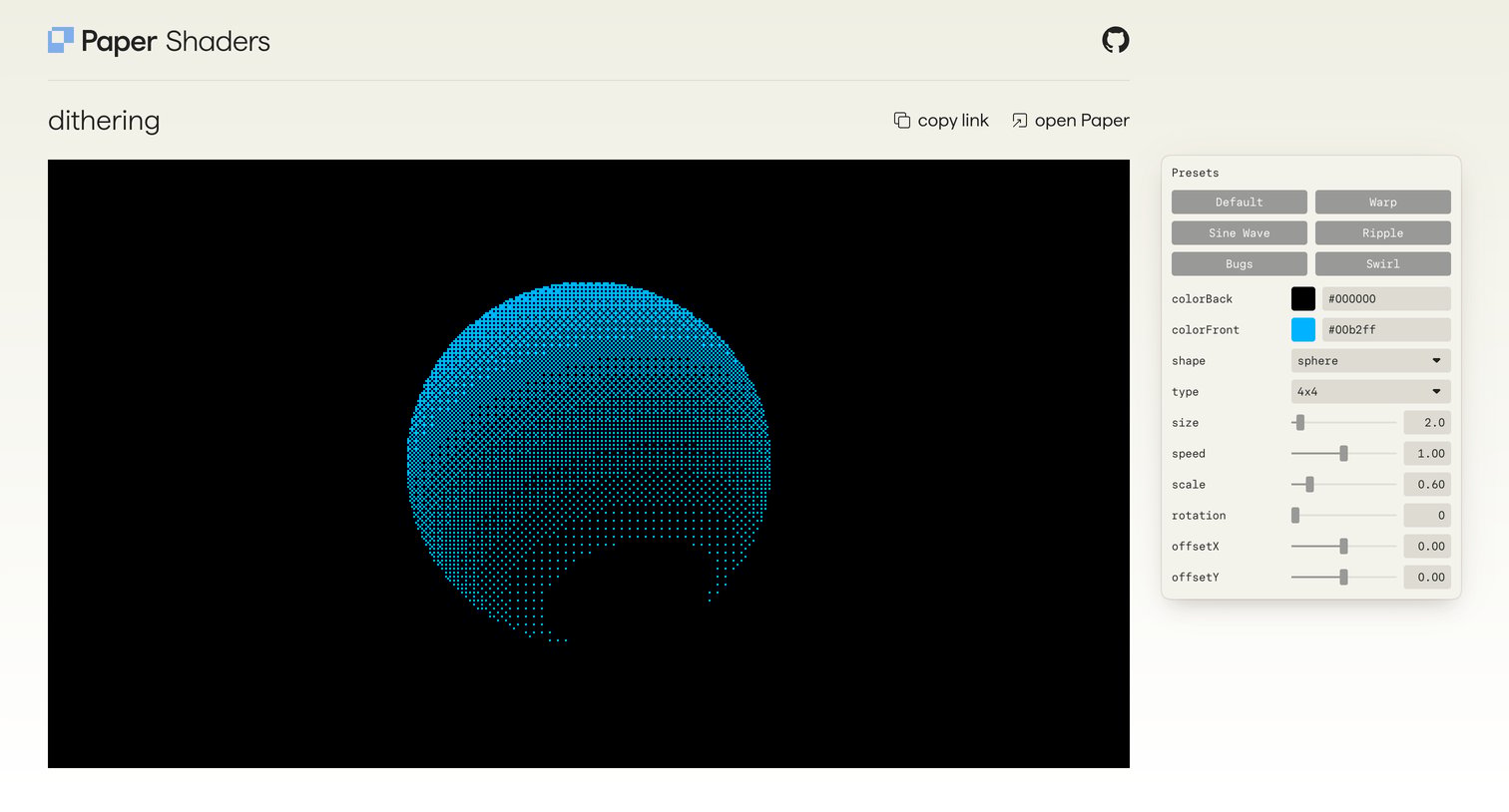 Paper - Dithering Shader • Paper screen