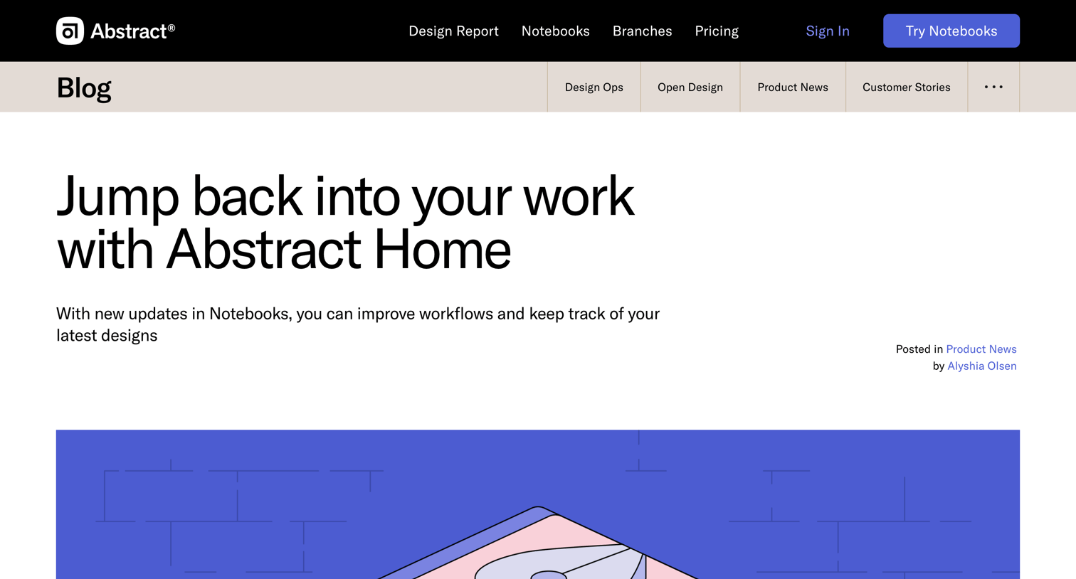 Abstract - Jump back into your work with Abstract Home screen