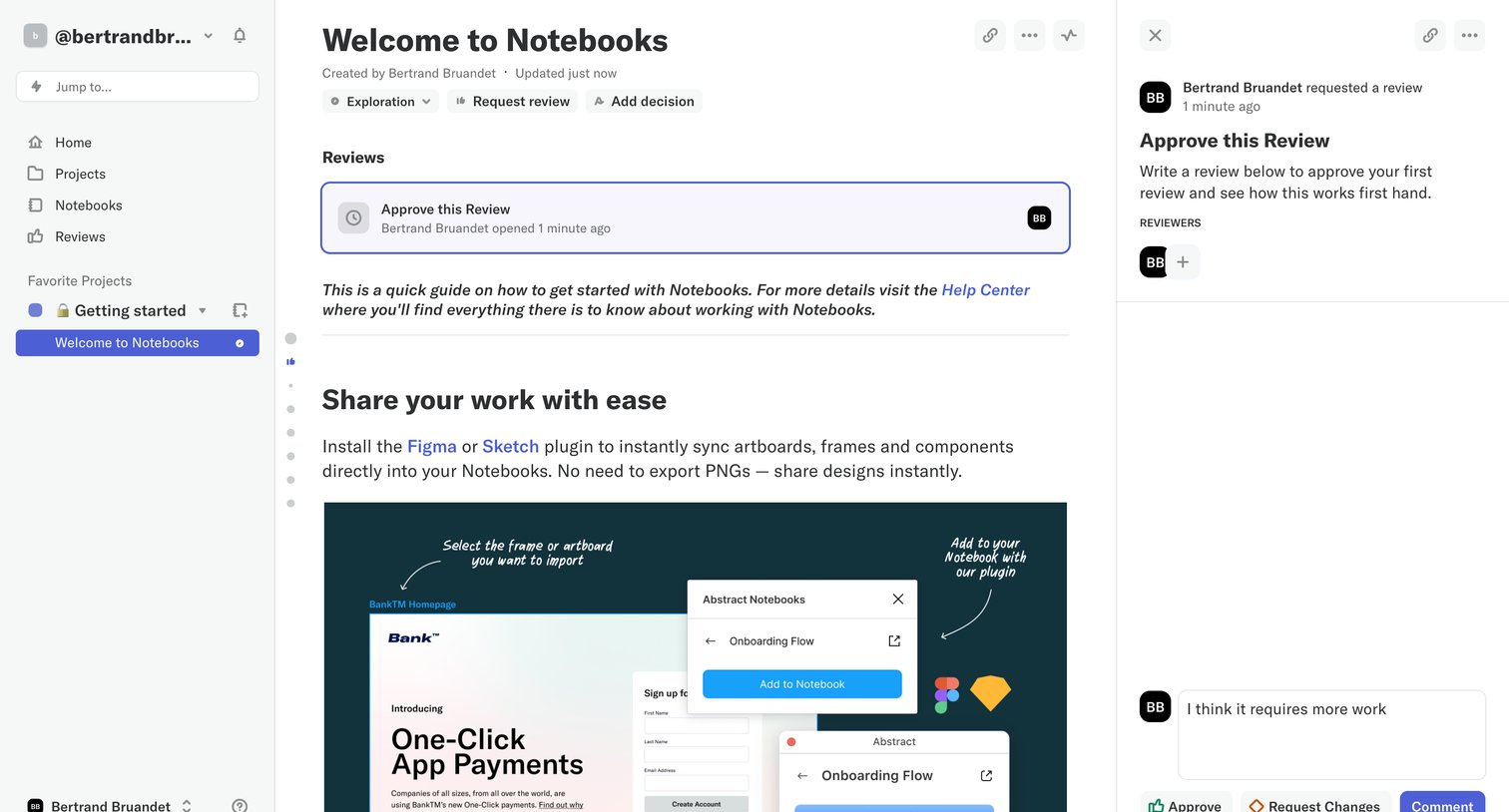 Abstract - Welcome to Notebooks screen