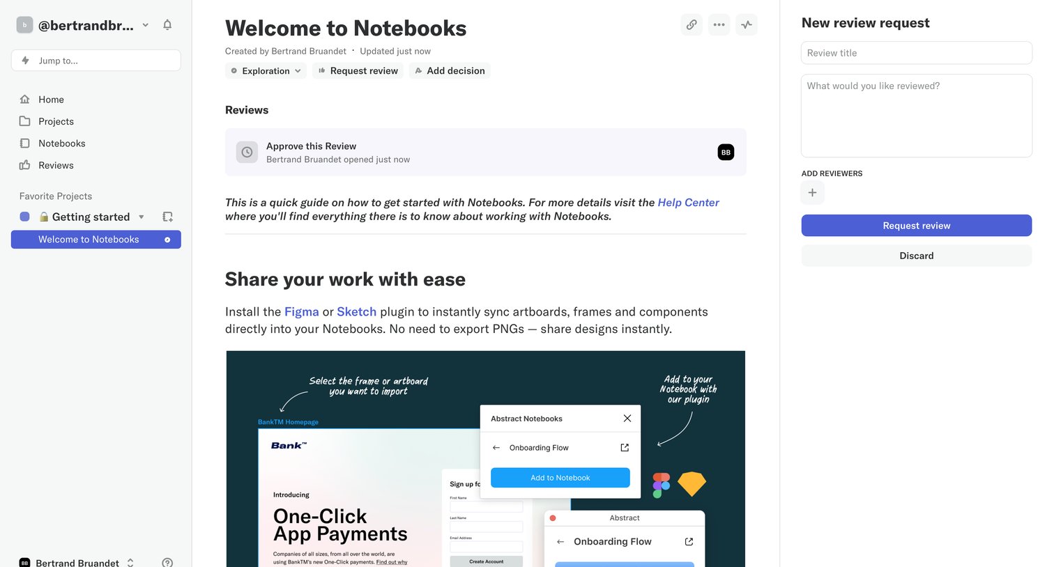 Abstract - Welcome to Notebooks screen