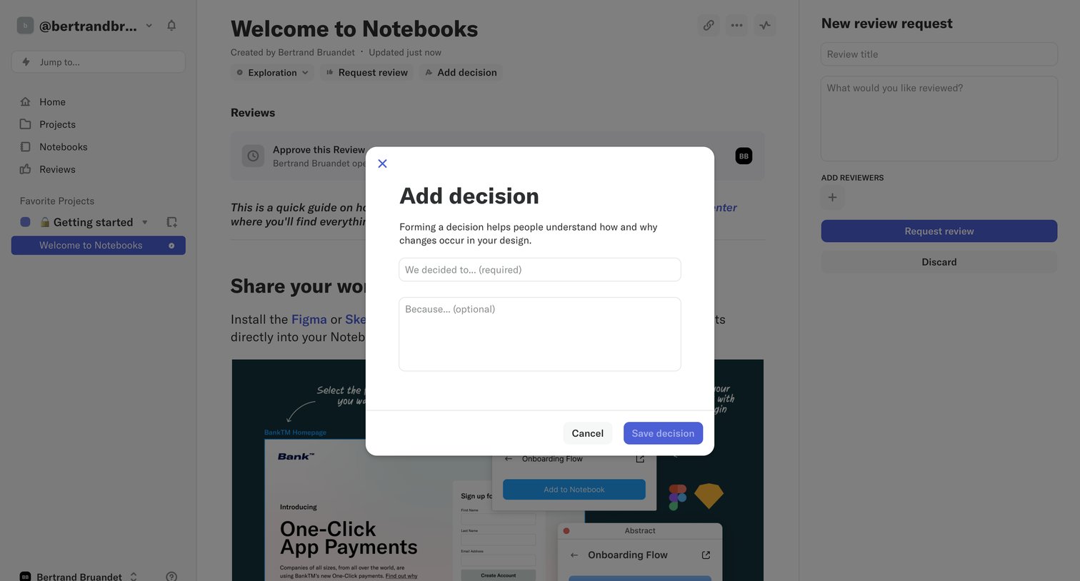 Abstract - Welcome to Notebooks screen