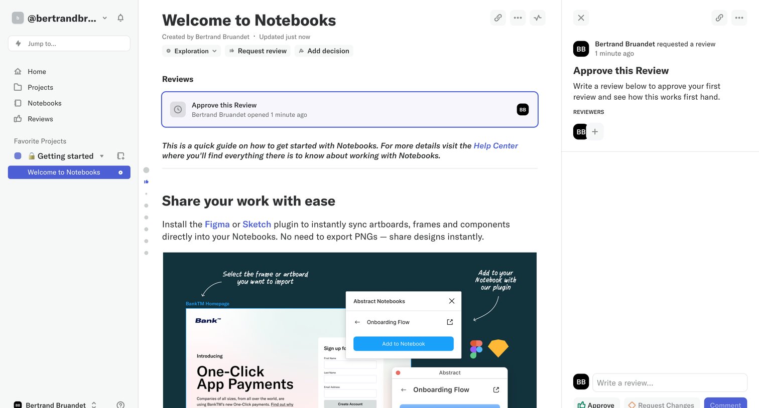 Abstract - Welcome to Notebooks screen