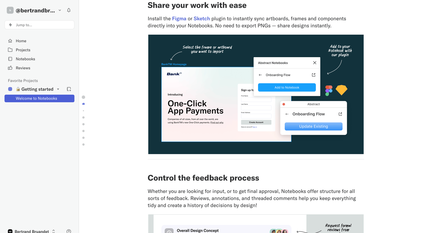 Abstract - Welcome to Notebooks screen