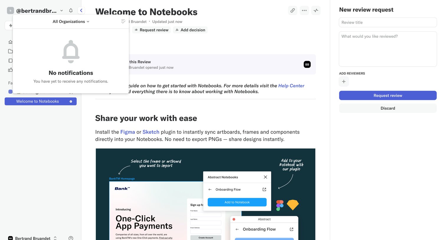 Abstract - Welcome to Notebooks screen