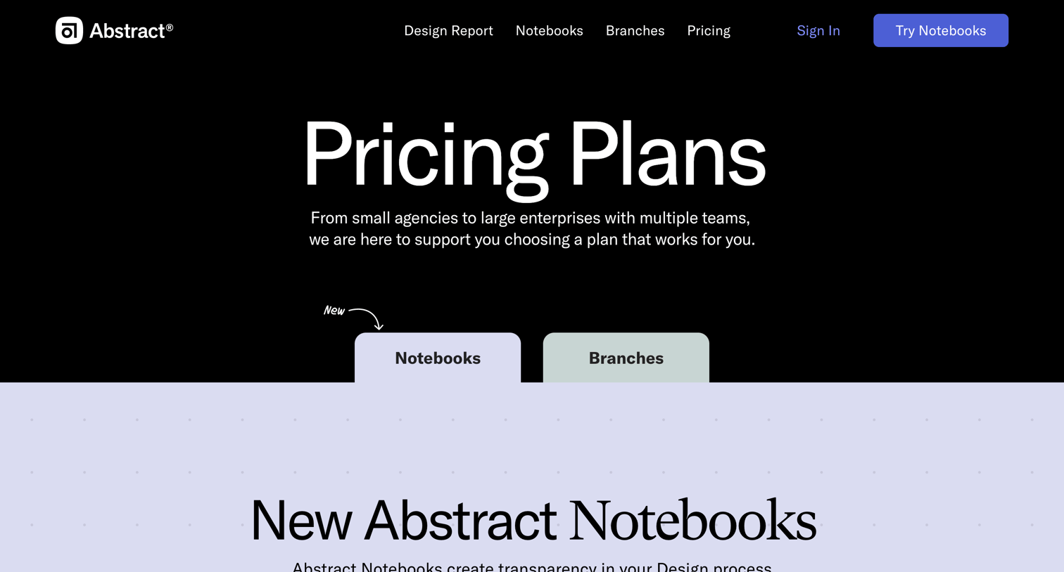 Abstract - Pricing screen