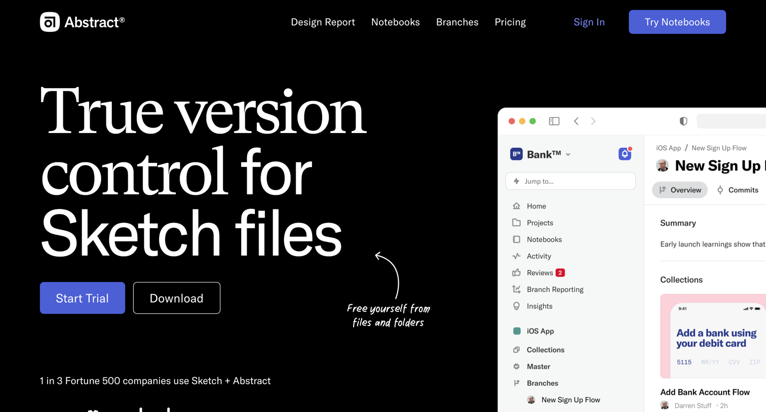Abstract - Version control for Sketch Abstract screen