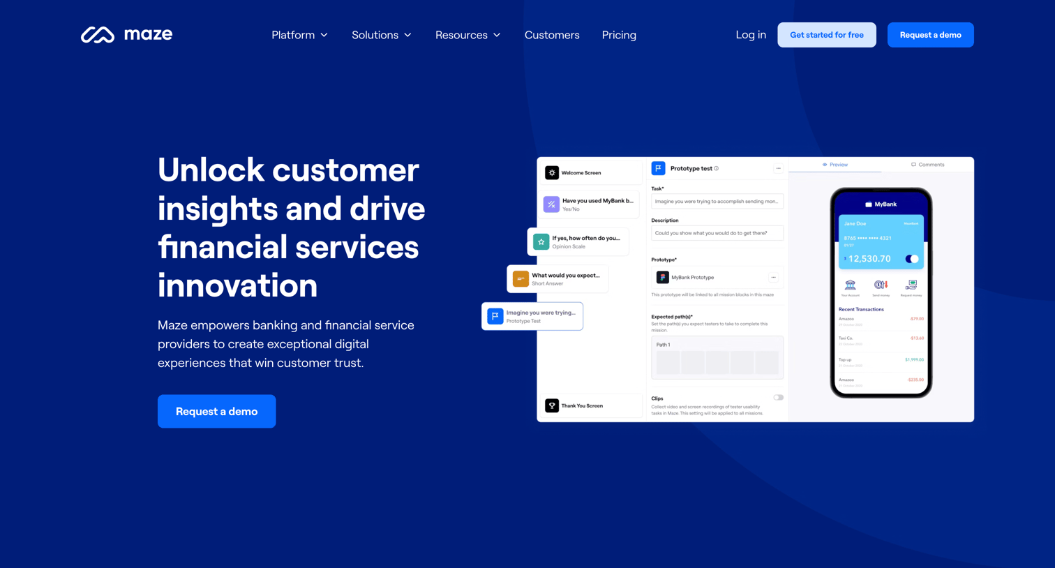 Maze - User research for Financial Services | Maze screen