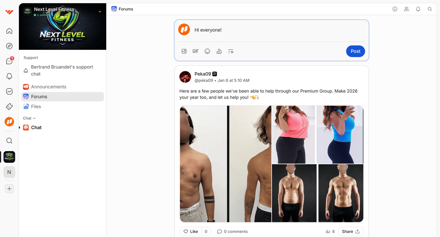 Whop - Forums | NextLevel Fitness – Free Group screen