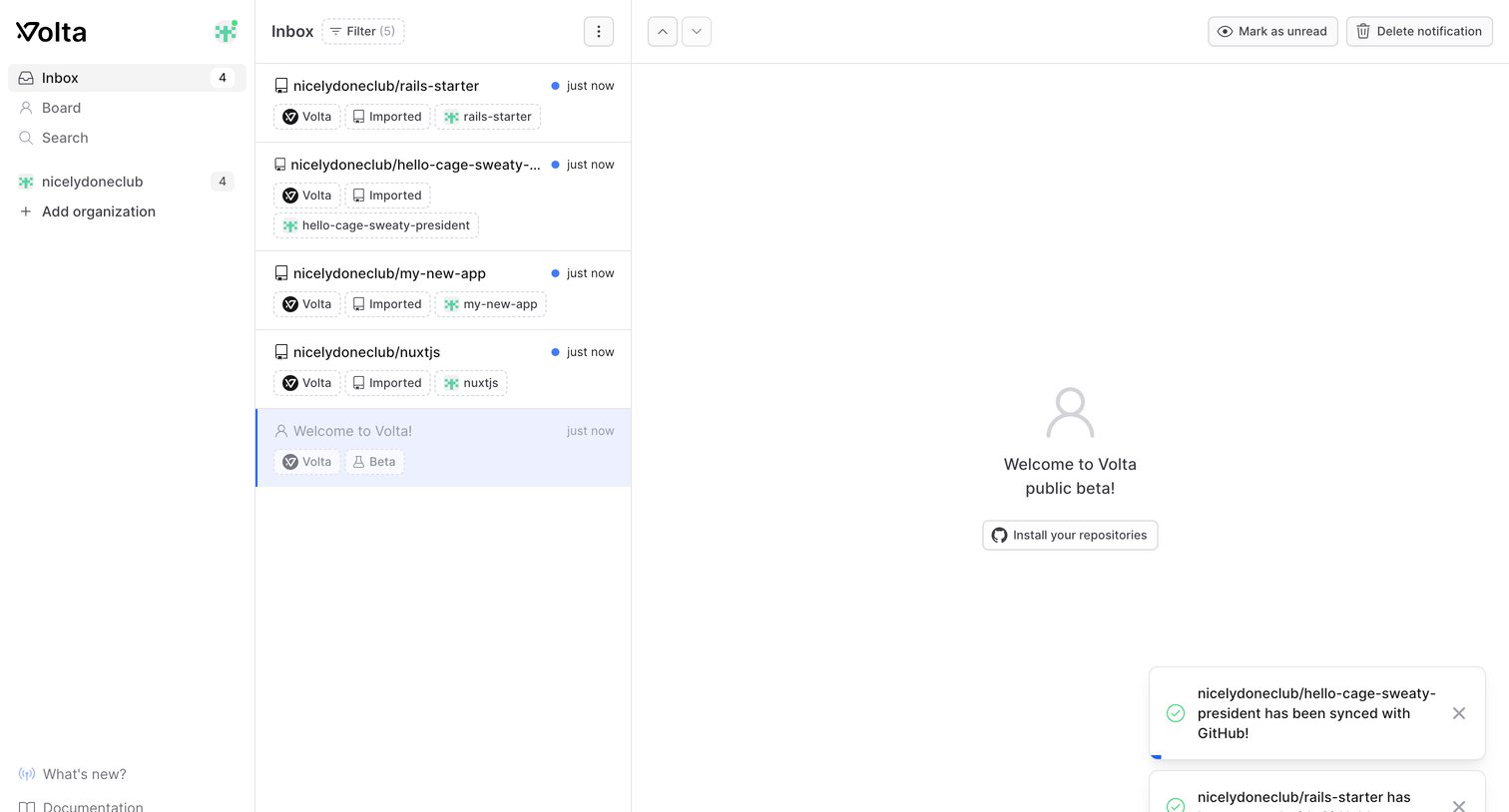 Volta - Inbox · Volta screen