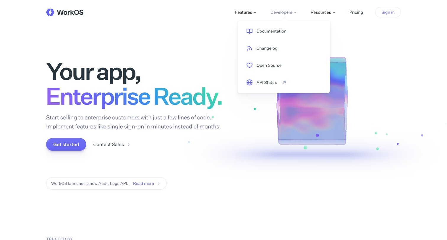 WorkOs - WorkOS — Your app, Enterprise Ready. screen