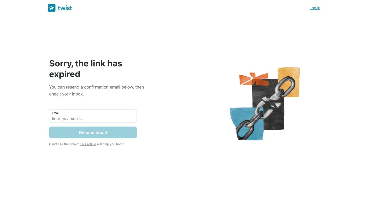 Twist - Sorry, the link has expired | Twist screen