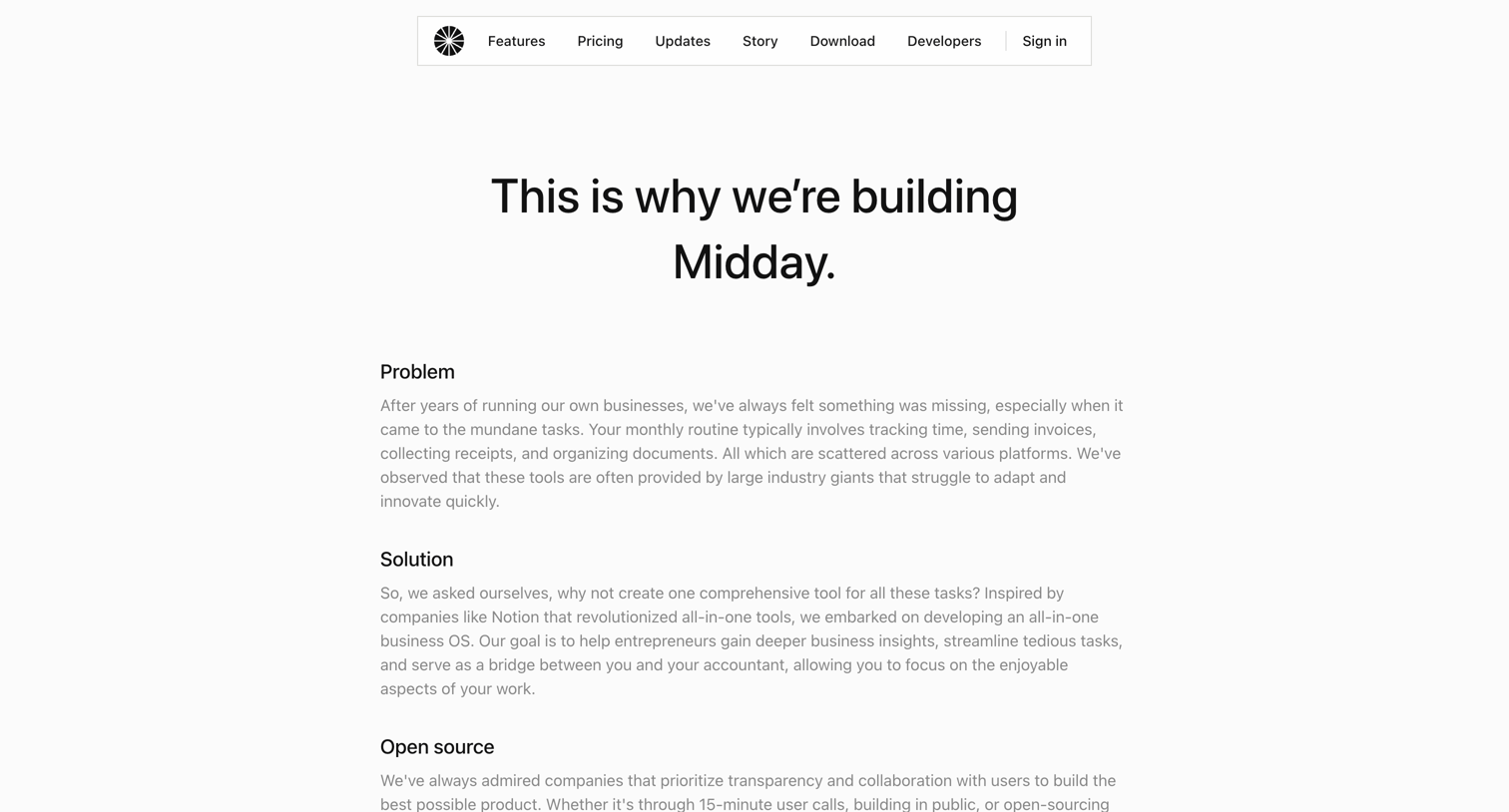 Midday - Story | Midday screen