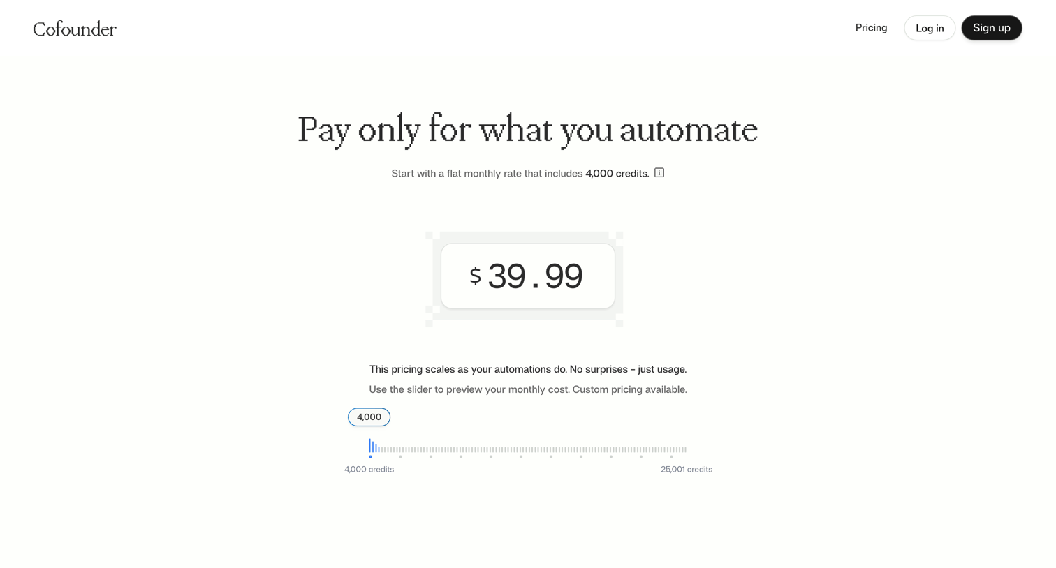 Cofounder - Cofounder Pricing screen
