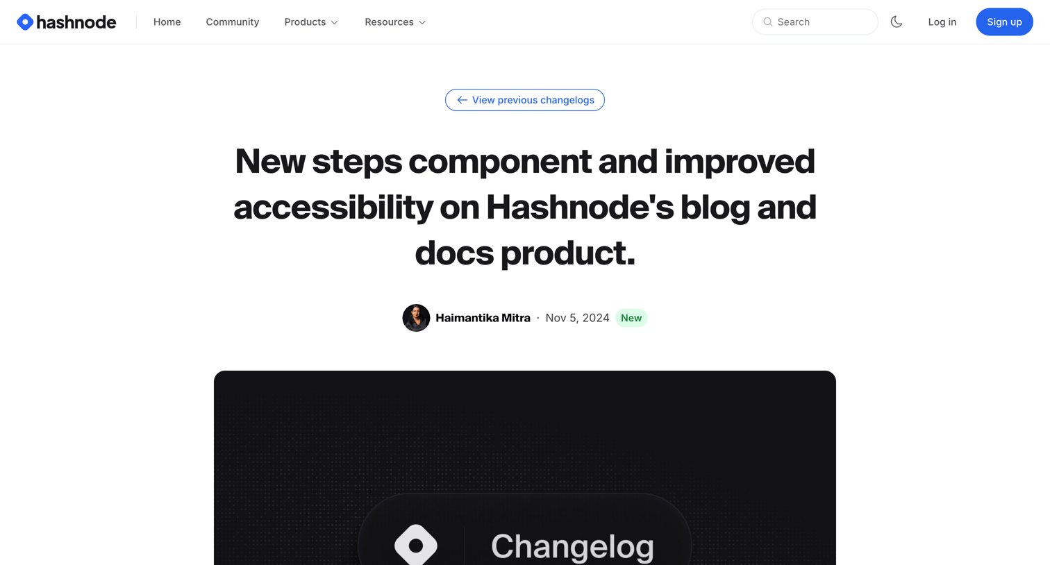 Hashnode - New steps component and improved accessibility on Hashnodes blog screen