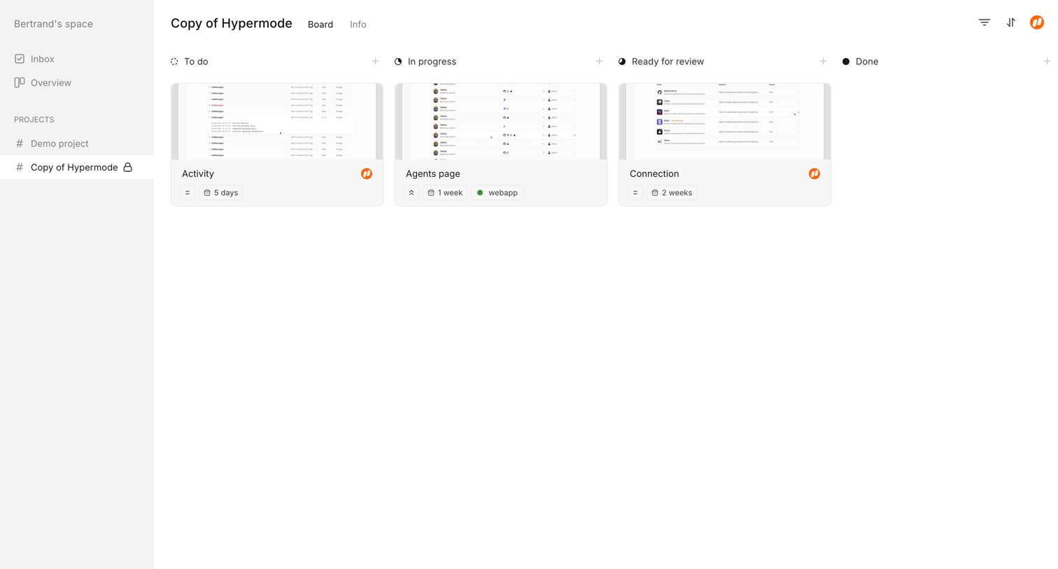 Workflow screen
