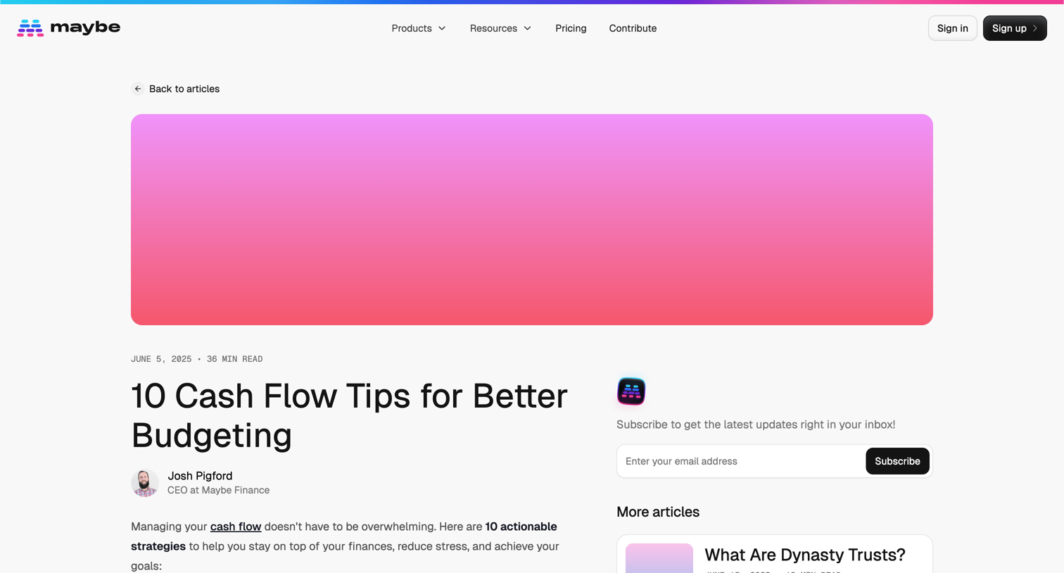 Maybe Finance - 10 Cash Flow Tips for Better Budgeting - Maybe Finance #0 screen