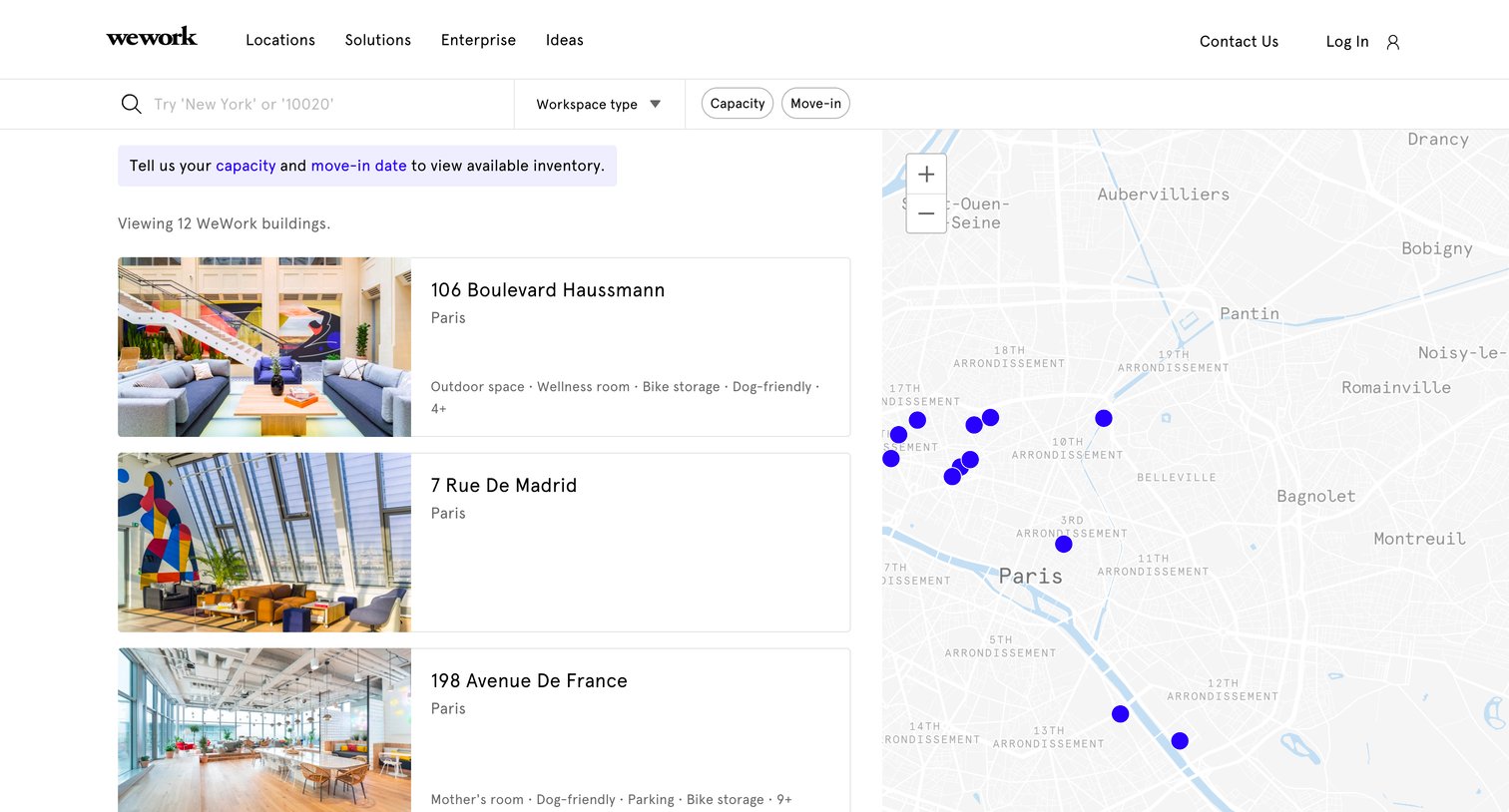 WeWork - WeWork Coworking | Office Space Locations screen