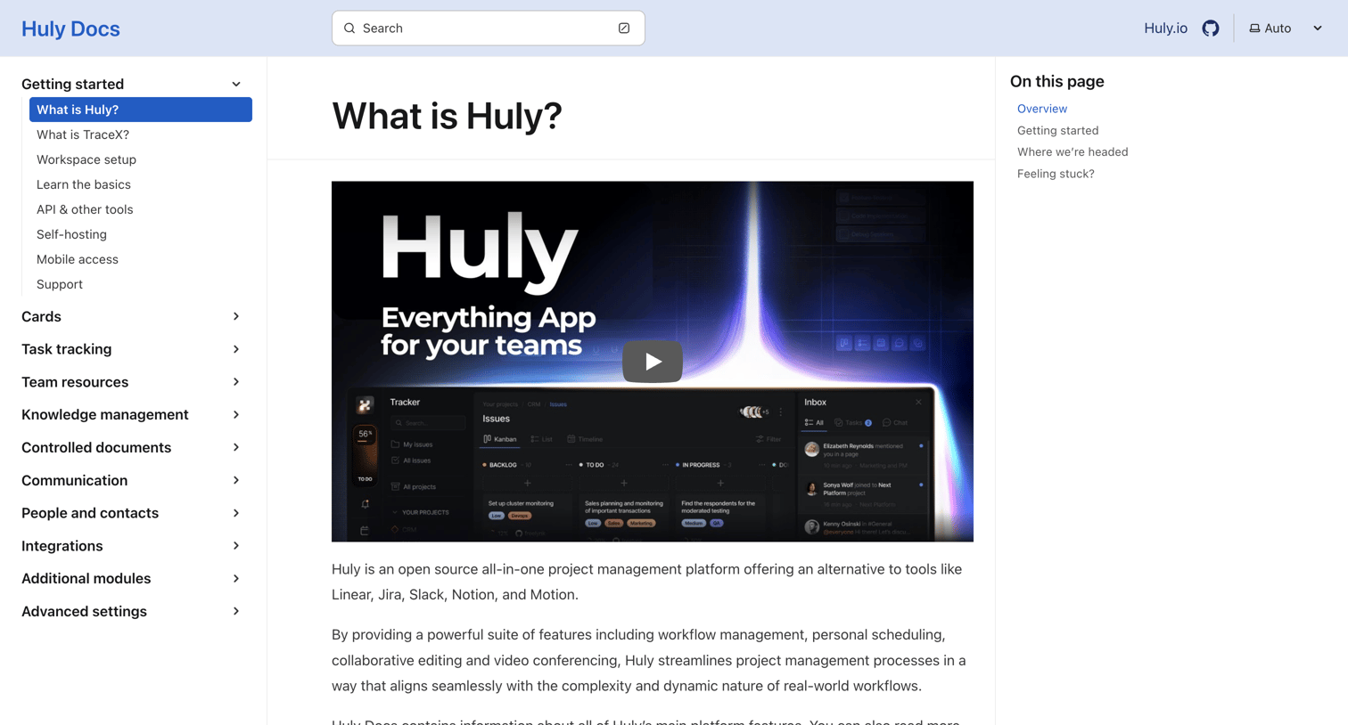 Huly - What is Huly? | Huly Docs screen