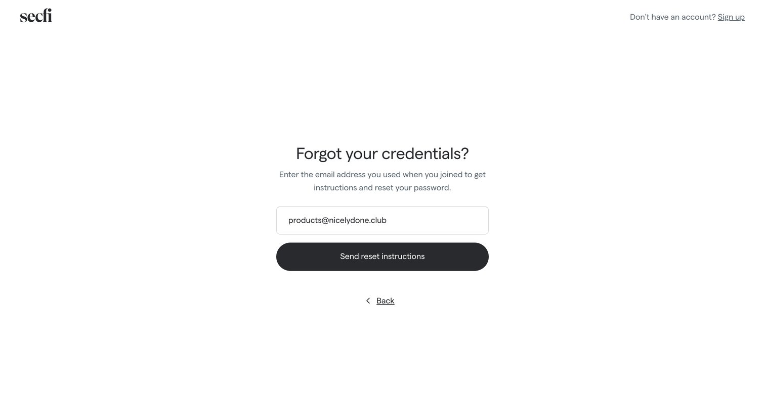 Secfi - Home | Secfi screen