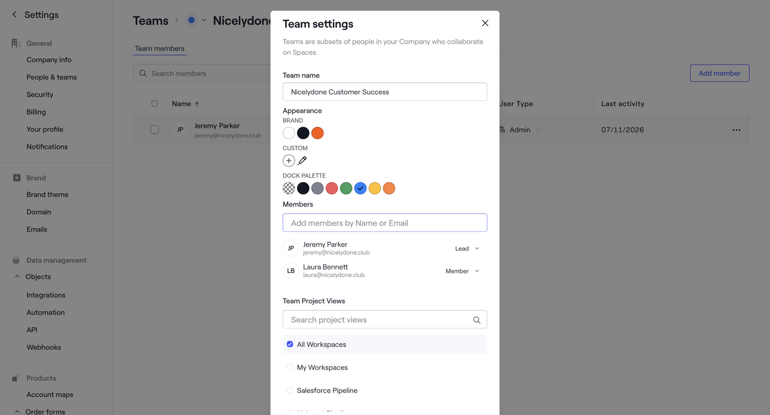 Dock - Nicelydone Customer Success · Dock screen
