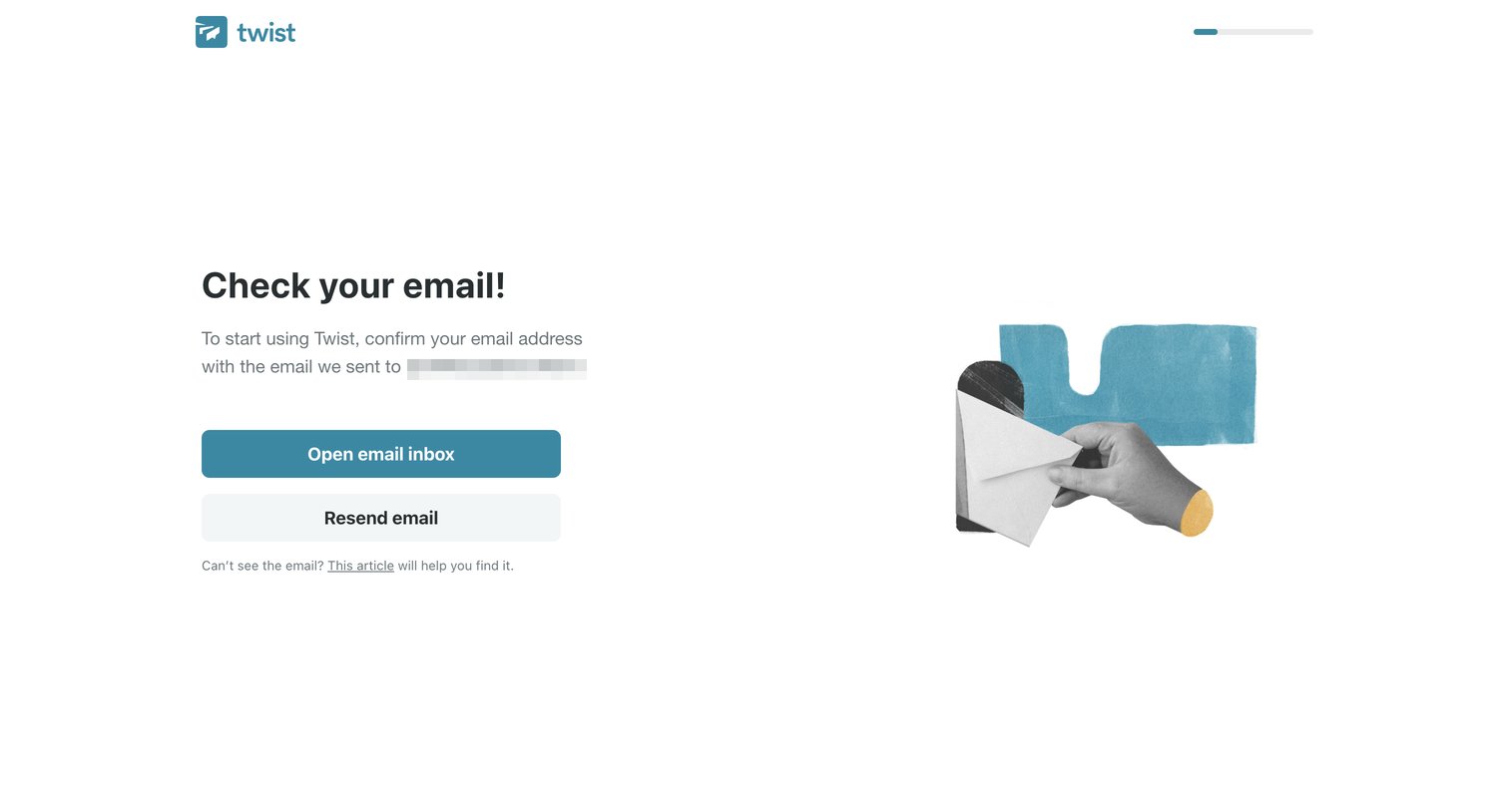 Twist - Check your email! | Twist screen