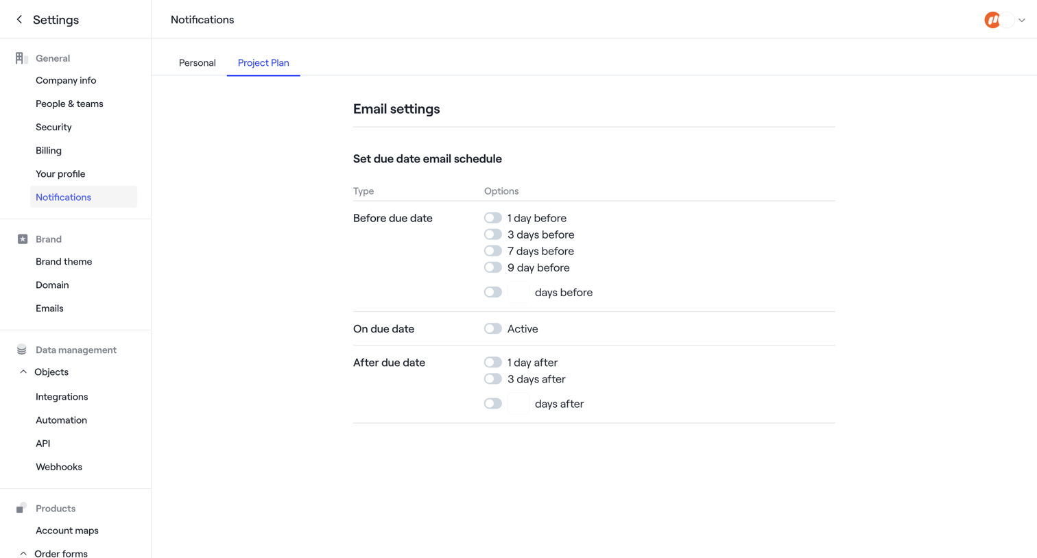 Dock - Dock · Settings screen