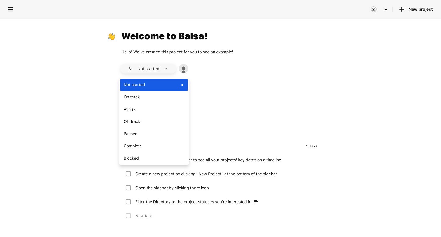 Balsa - Welcome to Balsa! | Balsa screen