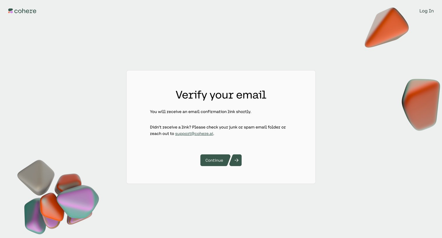 Cohere - Confirm Email | Cohere screen