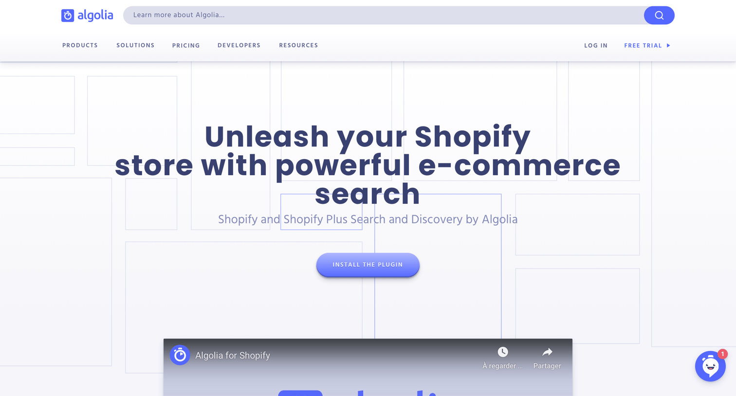 Algolia - Integrations screen