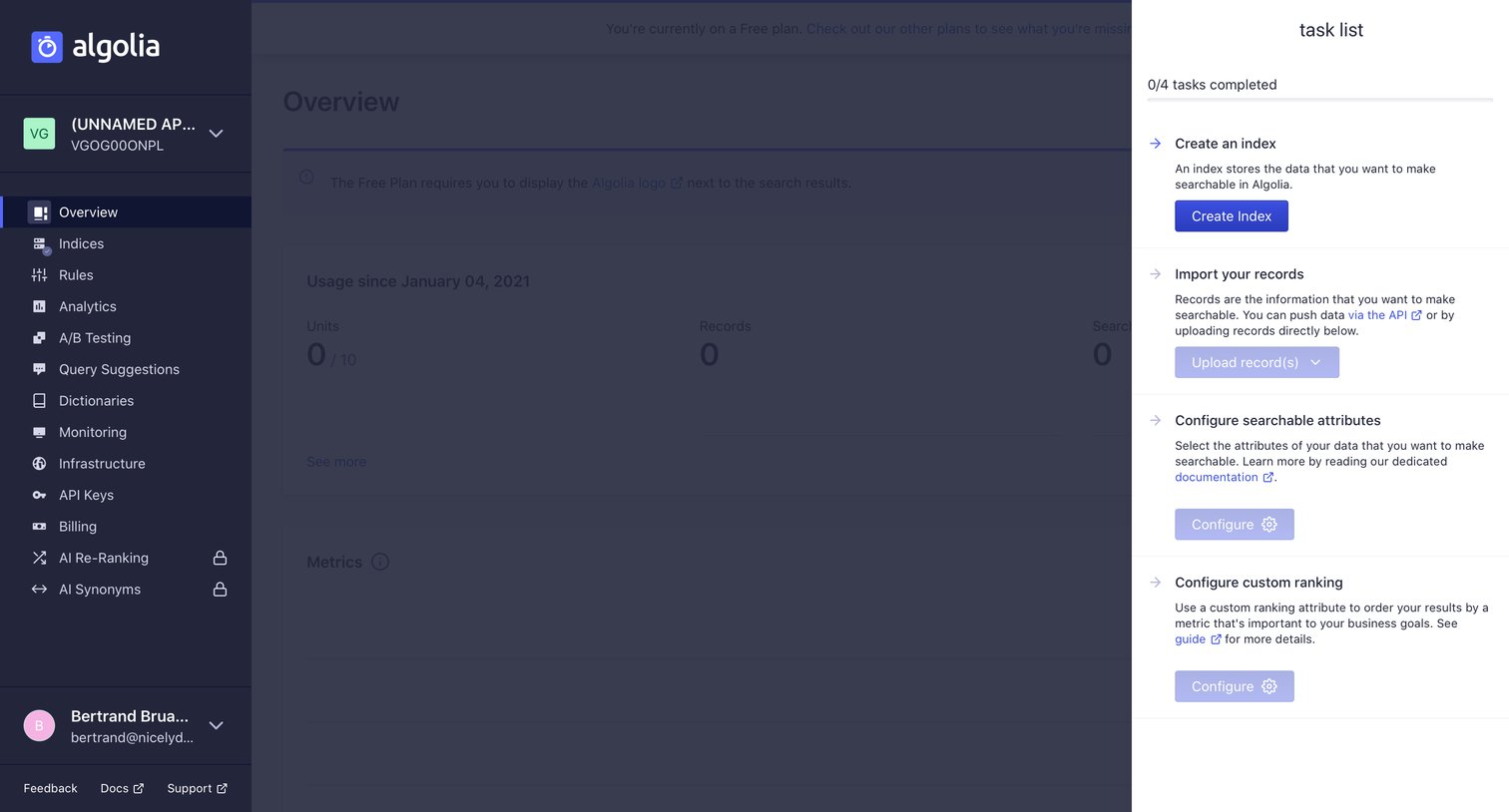 Algolia - Onboarding screen
