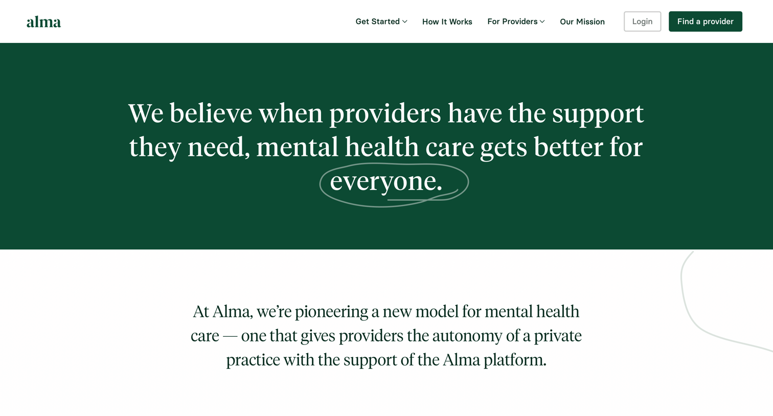 Alma - Our Mission — Alma screen