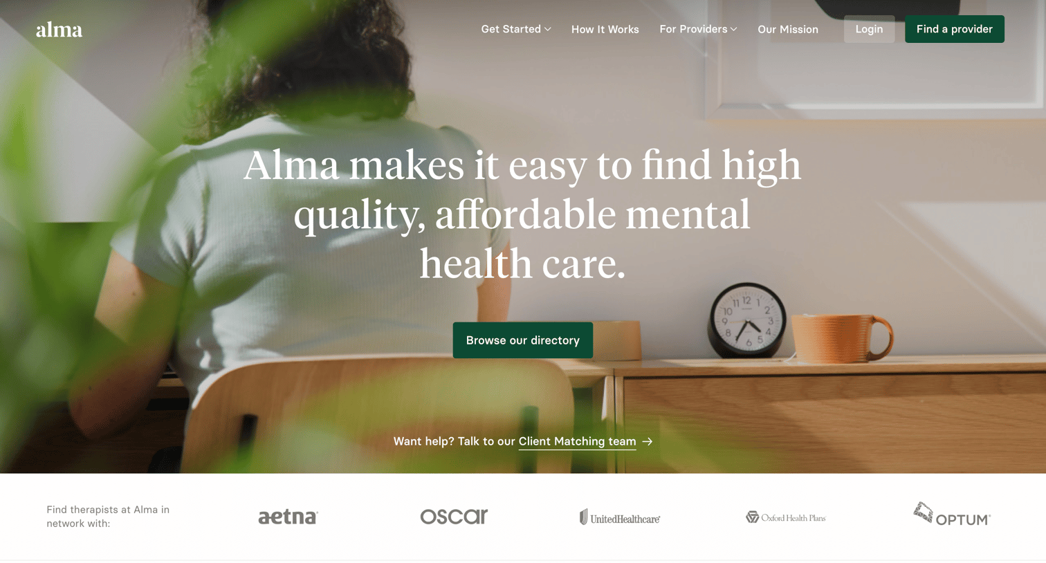 Alma - Alma — Simplifying Access to Therapy screen