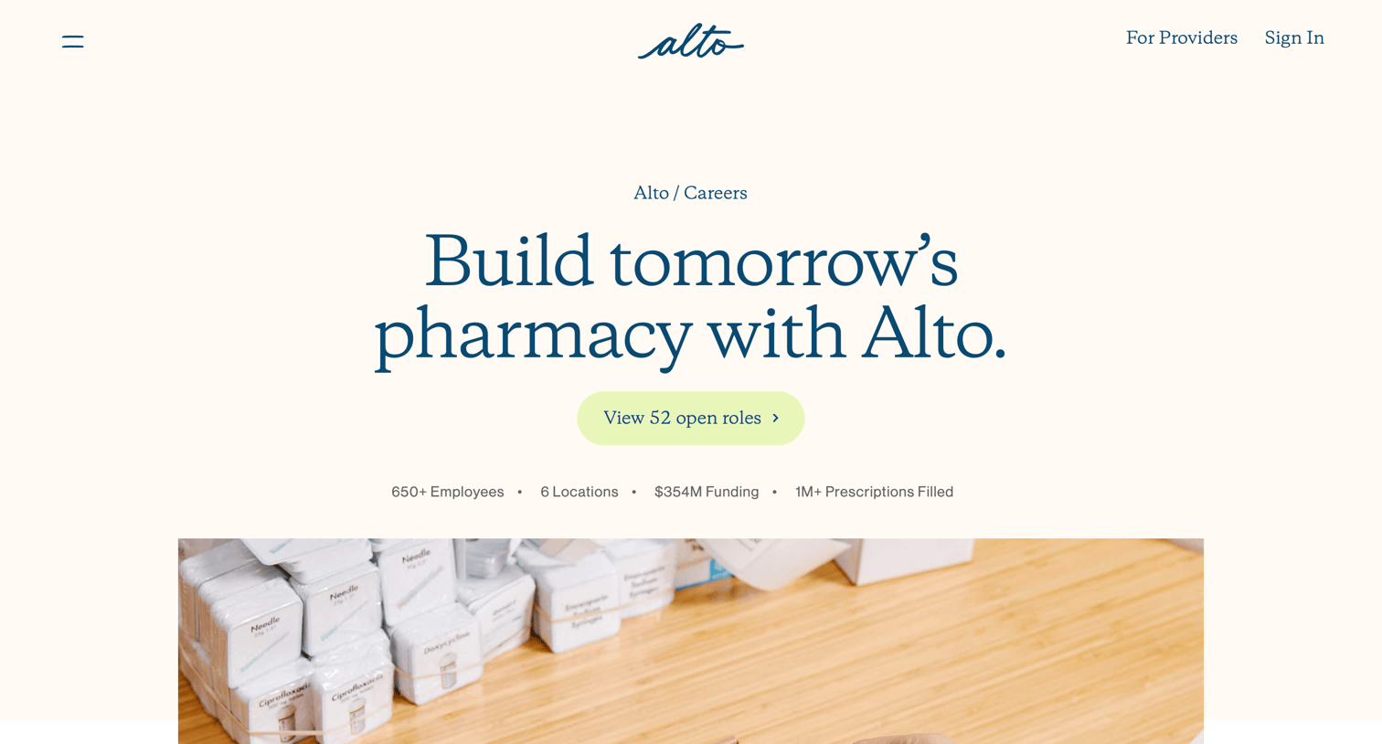 Alto pharmacy - Careers screen
