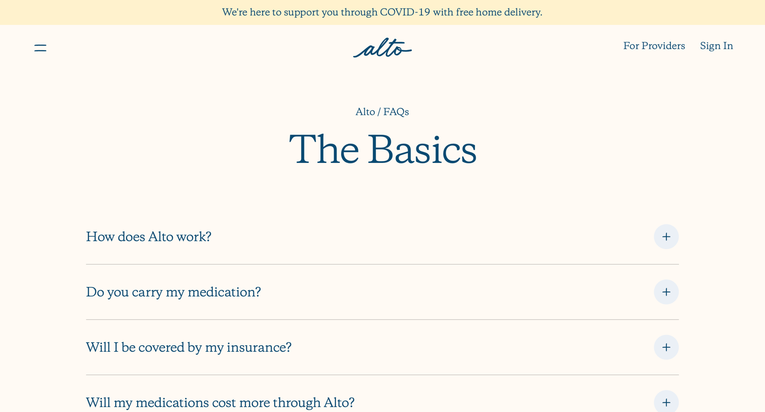 Alto pharmacy - Knowledge screen