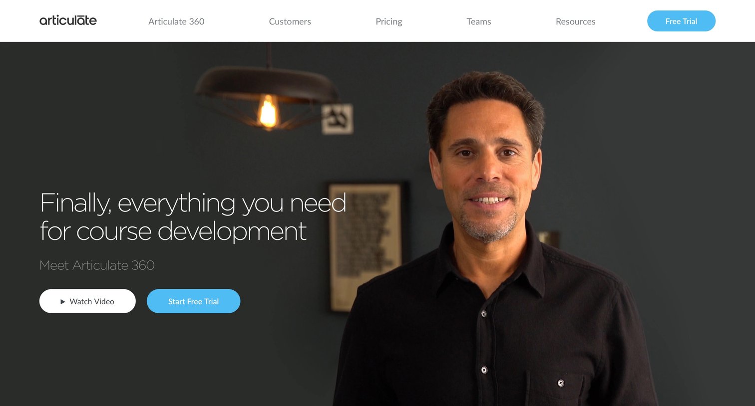 Articulate - Landing page screen