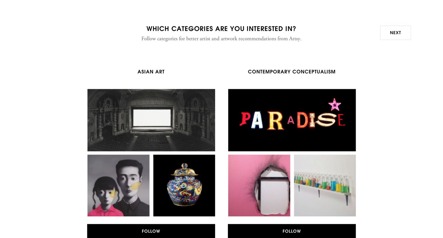 Artsy - Onboarding screen