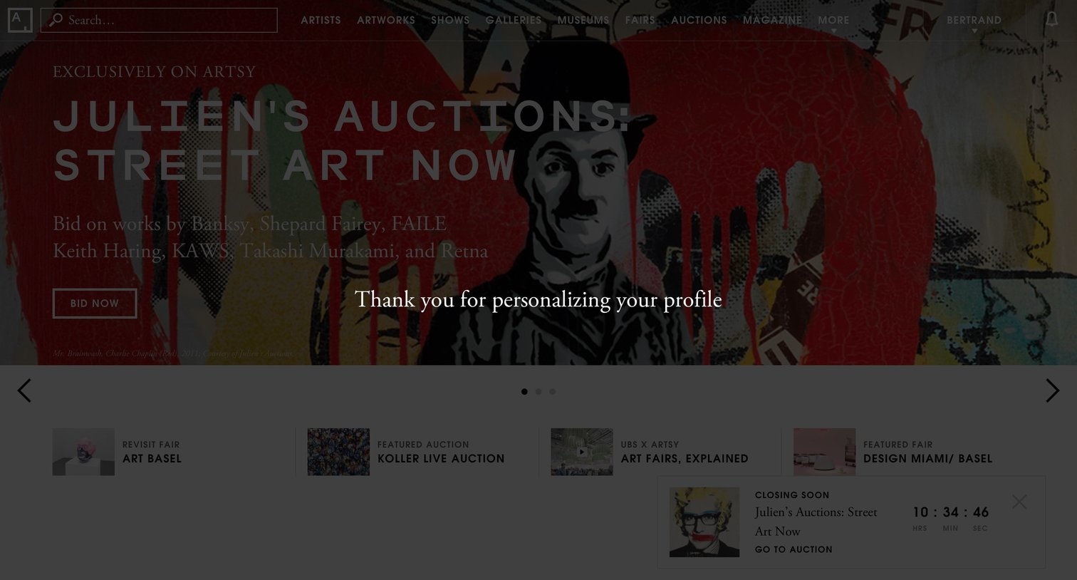 Artsy - Onboarding screen